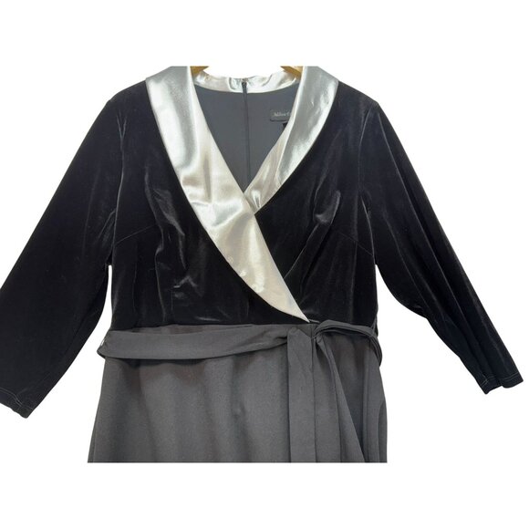 Addison Evenings Womens Wrap Dress V-Neckline Size 14 Black & Silver - Picture 4 of 8